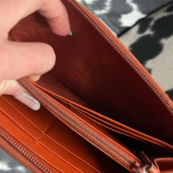 PRADA Orange Leather Zip Around Wallet Clutch - Picture 12 of 16